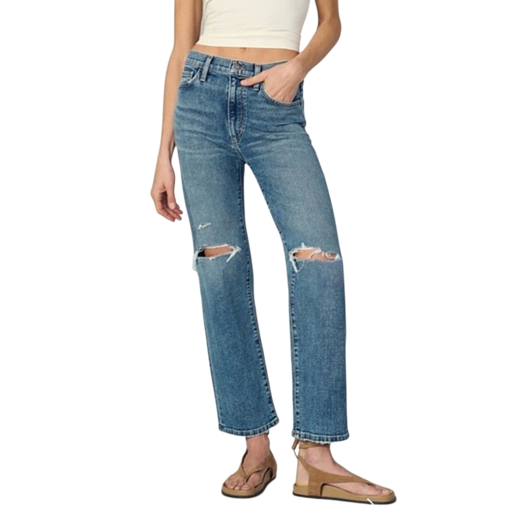 Joe's Jeans The Blake High Rise Distressed Wide Leg Cropped Denim Jeans 29 NWT